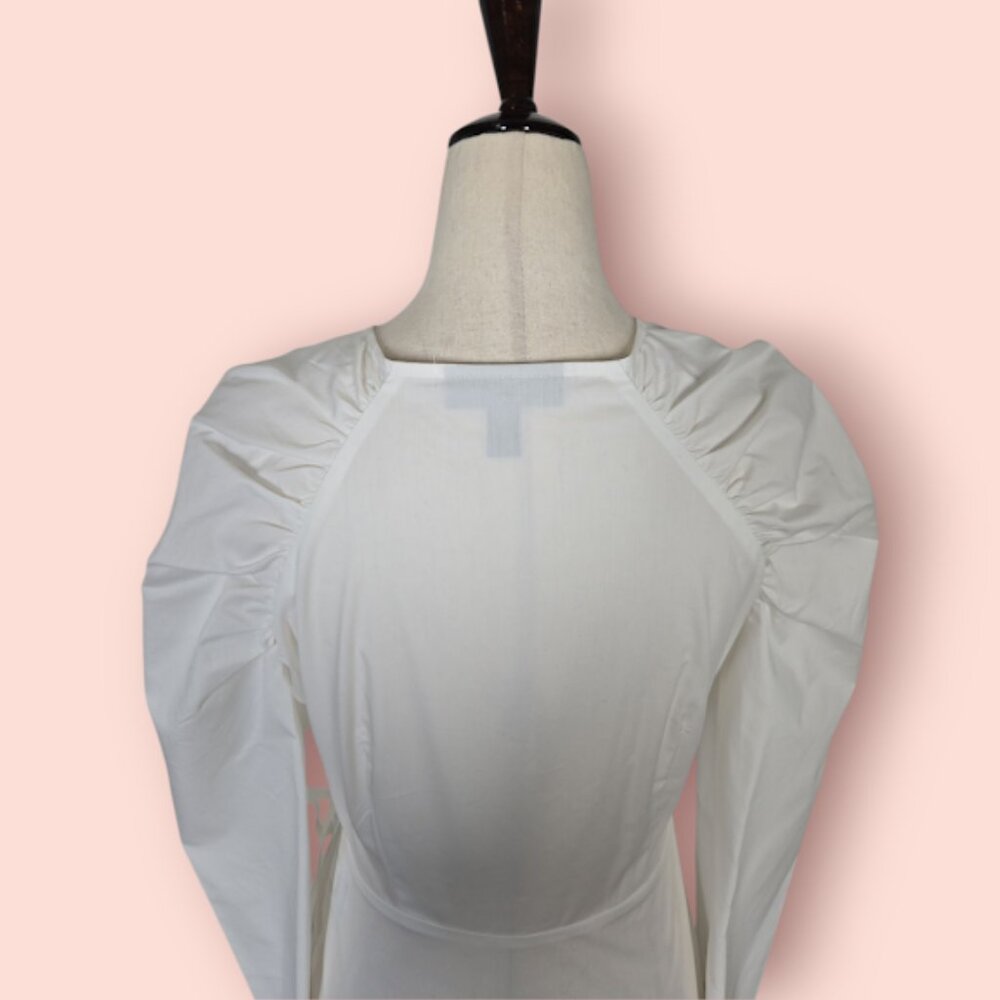 INC International Concepts White Wrap Blouse Puff Pleated Sleeves Size S NWOT - Picture 7 of 9